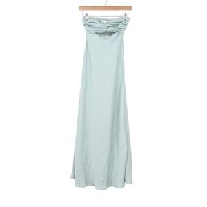 Realtix Light Blue Strapless Cutout Open Back Maxi Dress XS New